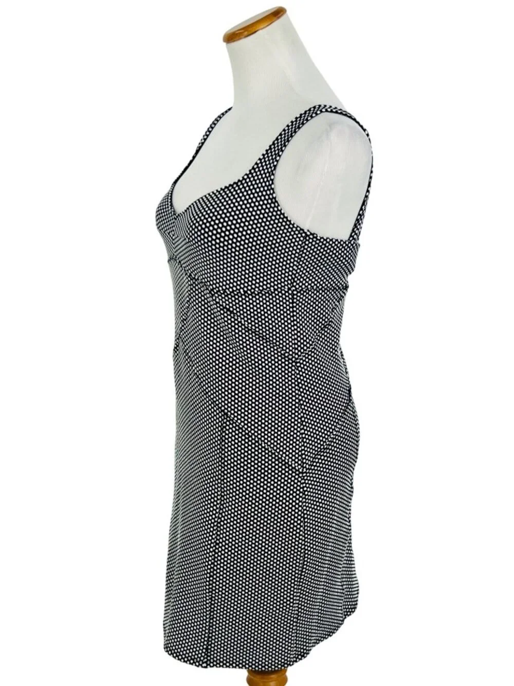 Free People Black White Polka Dot Bodycon Mini Dress L | Indie Sleaze Y2K Baddie